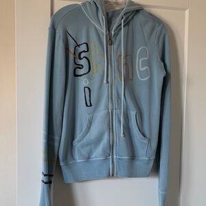 Light Blue Graphic women sweatshirt with hoodie